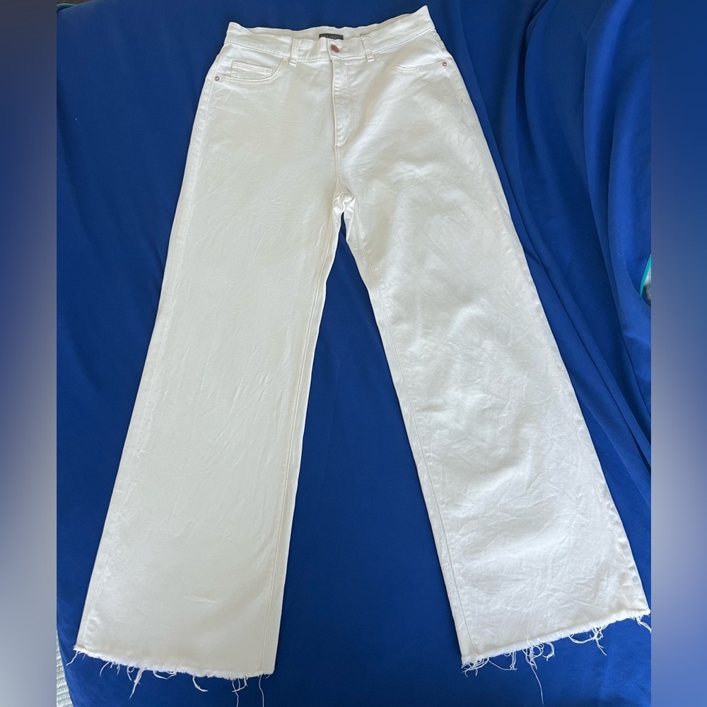 DL1961 Off-White Hepburn Wide Leg Jeans